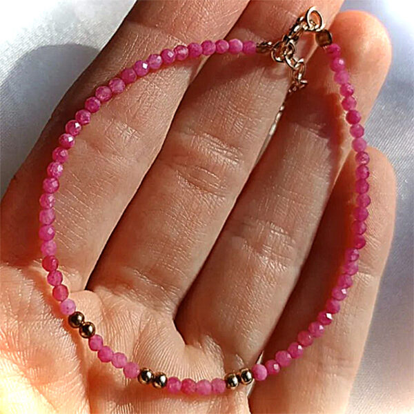 Pulsera Plata Turmalina Rosa Autoestima Cristales De Lemuria Minerales Y Joyas Semipreciosas