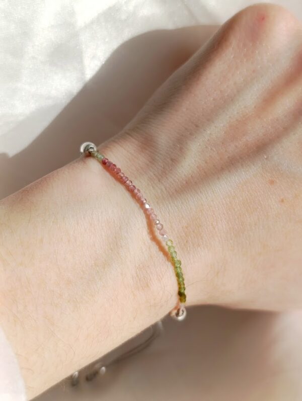 Pulsera Facetada Macramé Turmalina Multicolor