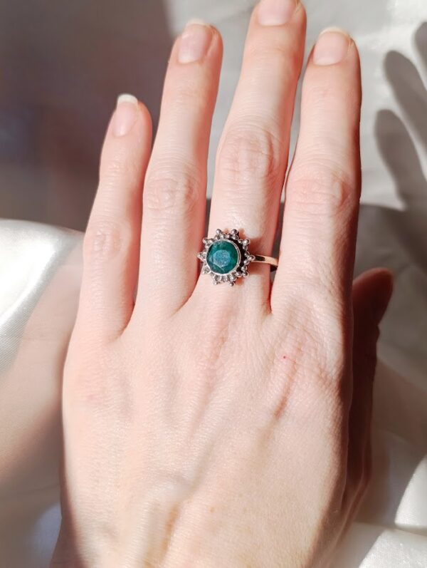Anillo Plata Esmeralda corindón "AKEMI" | Meditación - Imagen 2