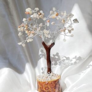 Árbol bonsai Cristales chip piedra luna melocotón | Equilibrio emocional