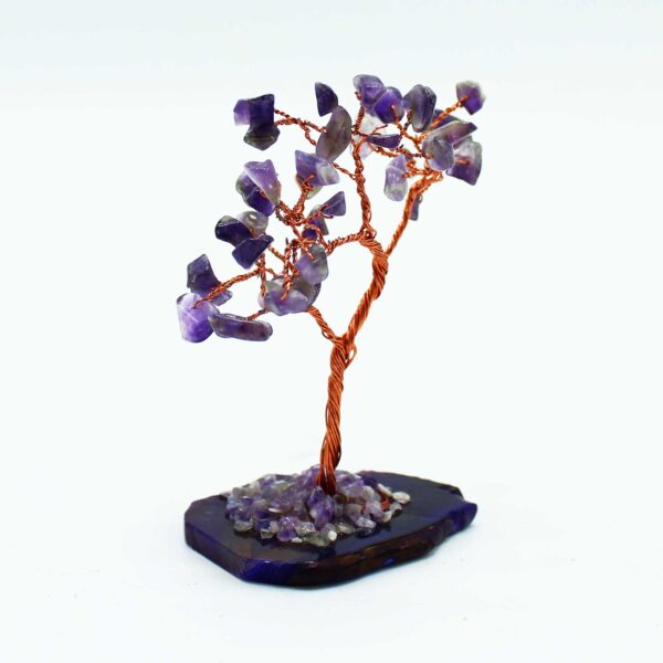 Árbol de piedras preciosas: Amatista sobre base de ágata natural - Imagen 3