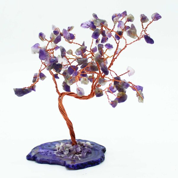 Árbol de piedras preciosas: Amatista sobre base de ágata natural - Imagen 2