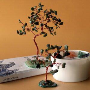Arbol de piedras preciosas: Aventurina verde sobre base de ágata verde
