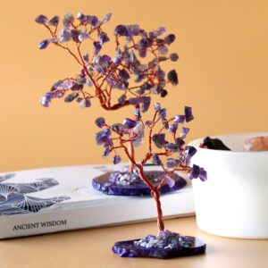 Árbol de piedras preciosas: Amatista sobre base de ágata natural