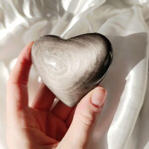 Corazón Obsidiana plateada | Protección