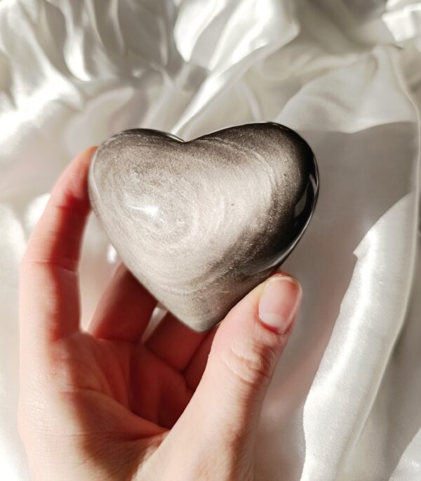 Corazón Obsidiana plateada | Protección