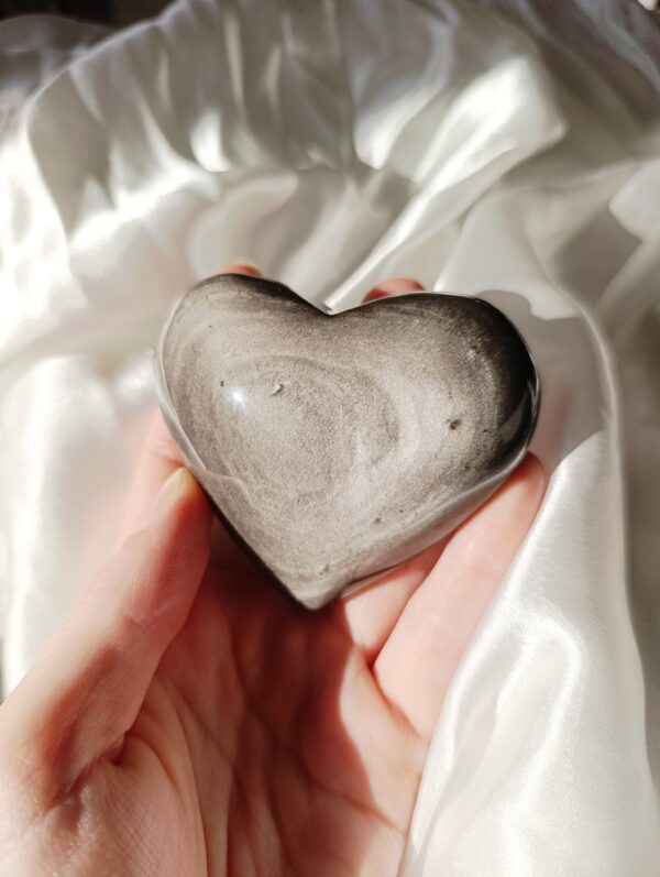Corazón Obsidiana plateada | Protección - Imagen 2
