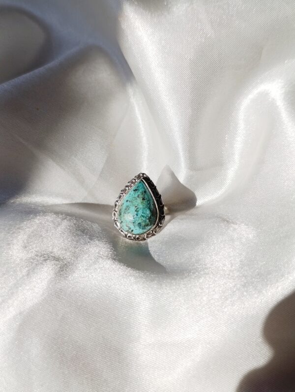 Anillo plata Crisocola "LÁGRIMA JUNO" | Meditación