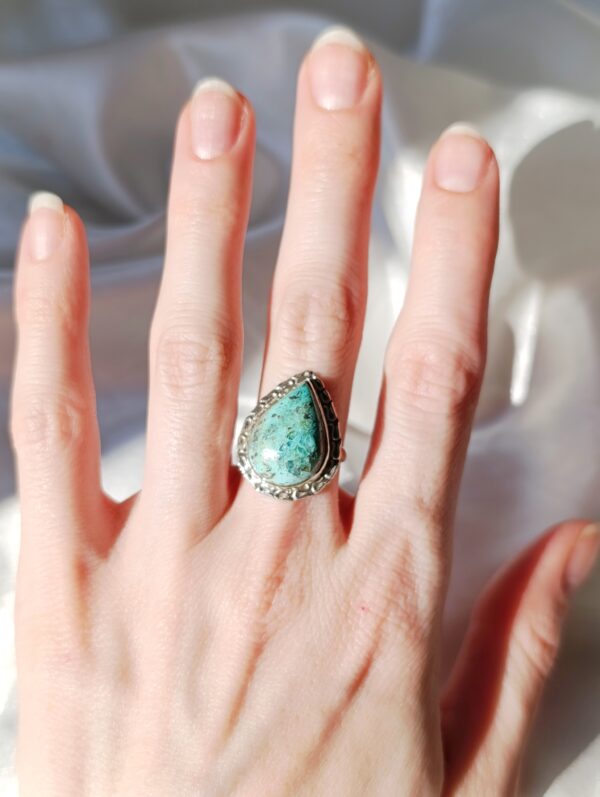 Anillo plata Crisocola "LÁGRIMA JUNO" | Meditación - Imagen 2