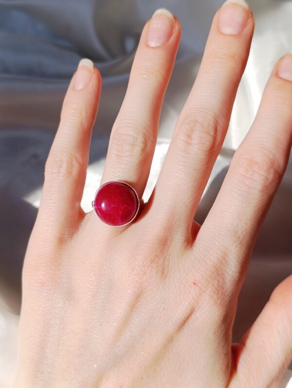 Anillo Plata Rubí Circulo | Pasión - Imagen 2